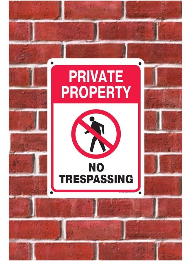 Sigo Signs, Private Property Sign, No Trespassing Red Sign, 10x14 Inches, Rust Free .040 Aluminum, Fade Resistant, Made in USA