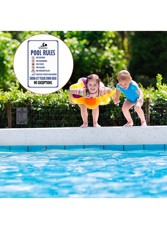HANTAJANSS Pool Rules Sign, No Diving No Running No Food No Glass No Rough Play Pool Sign, Easy Mounting Safety Tin Signs for Swimming Pool, 8 x 12 Inches