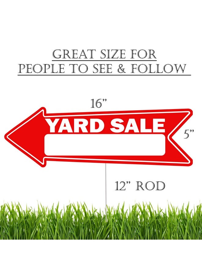 6 PC Yard Sale Arrows Yard Sign Double Sided With Stake Large 16 Inch By 5 Inch Arrow Red