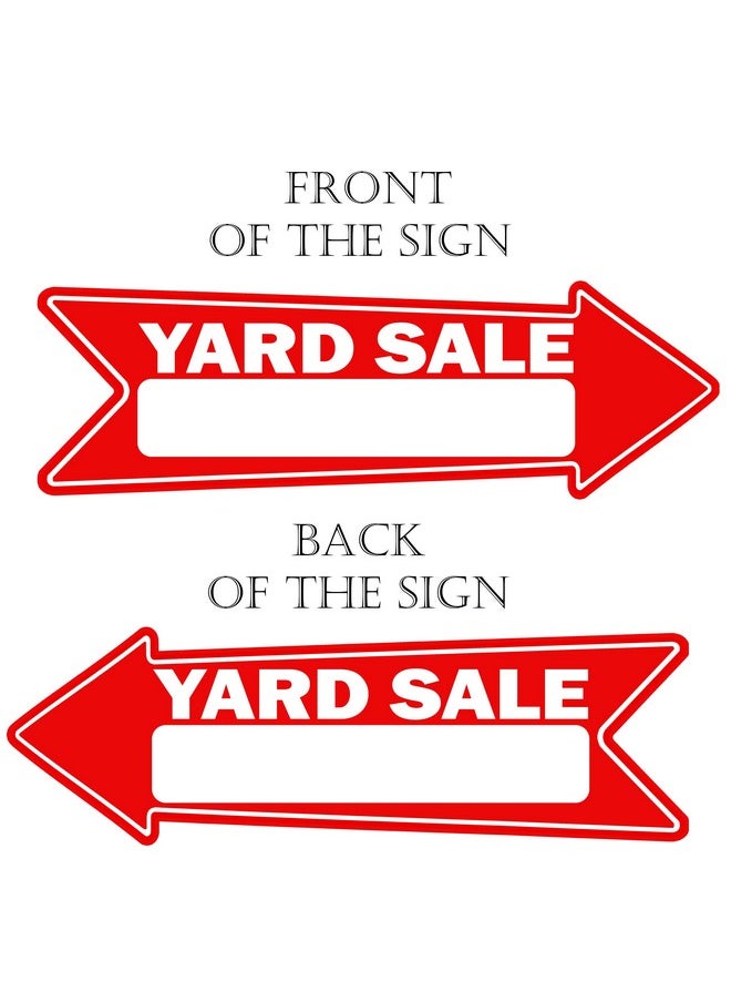 6 PC Yard Sale Arrows Yard Sign Double Sided With Stake Large 16 Inch By 5 Inch Arrow Red