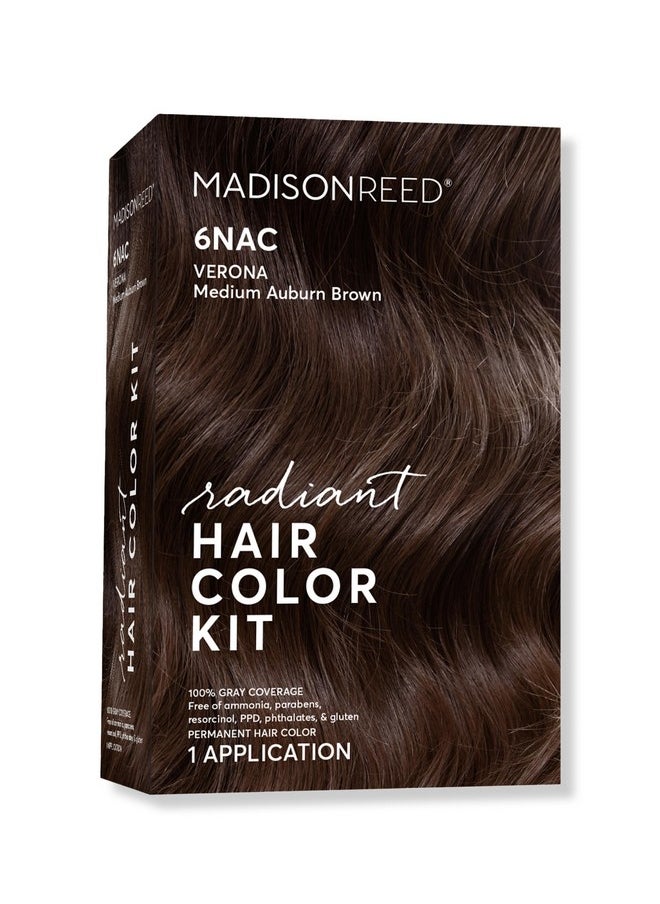 Madison Reed Radiant Hair Color Kit, Medium Chocolate Brown for 100% Gray Coverage, Ammonia-Free, 6NAC Verona Brown, Permanent Hair Dye, Pack of 1