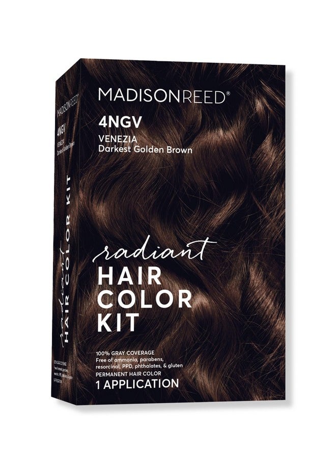 Madison Reed Radiant Hair Color Kit, Darkest Golden Brown for 100% Gray Coverage, Ammonia-Free, 4NGV Venezia Brown, Permanent Hair Dye, Pack of 1