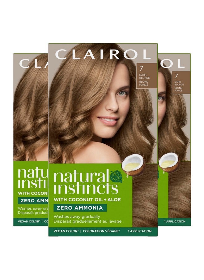 Clairol Natural Instincts Demi-Permanent Hair Dye, 7 Dark Blonde Hair Color, Pack of 3