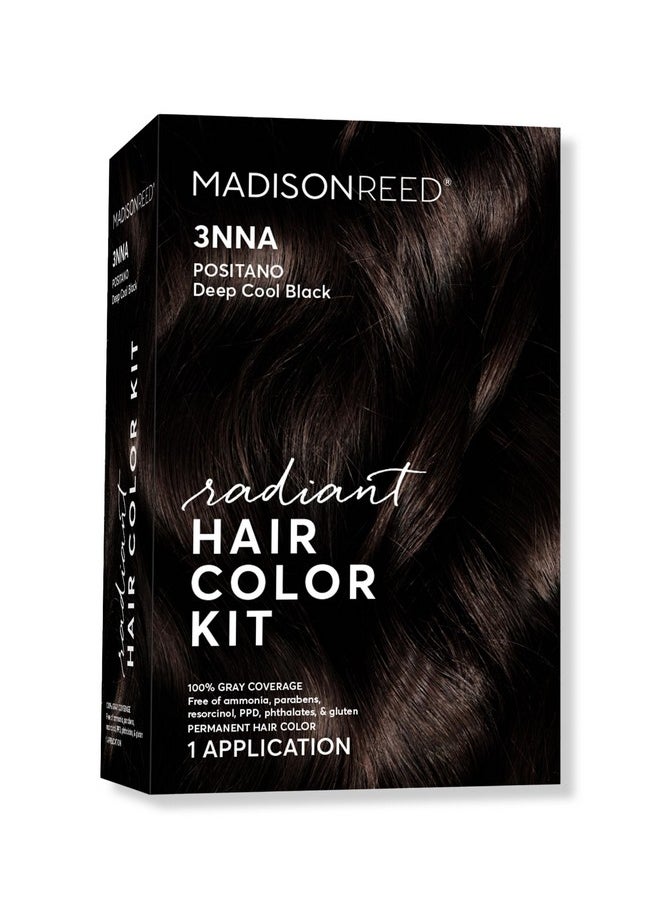 Madison Reed Radiant Hair Color Kit, Darkest Brown Black for 100% Gray Coverage, Ammonia-Free, 3NNA Positano Black, Permanent Hair Dye, Pack of 1