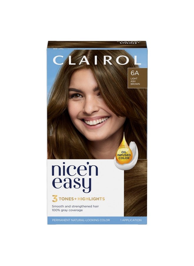 Clairol Nice'n Easy Permanent Hair Dye, 6A Light Ash Brown Hair Color, Pack of 1 (Packaging May Vary)