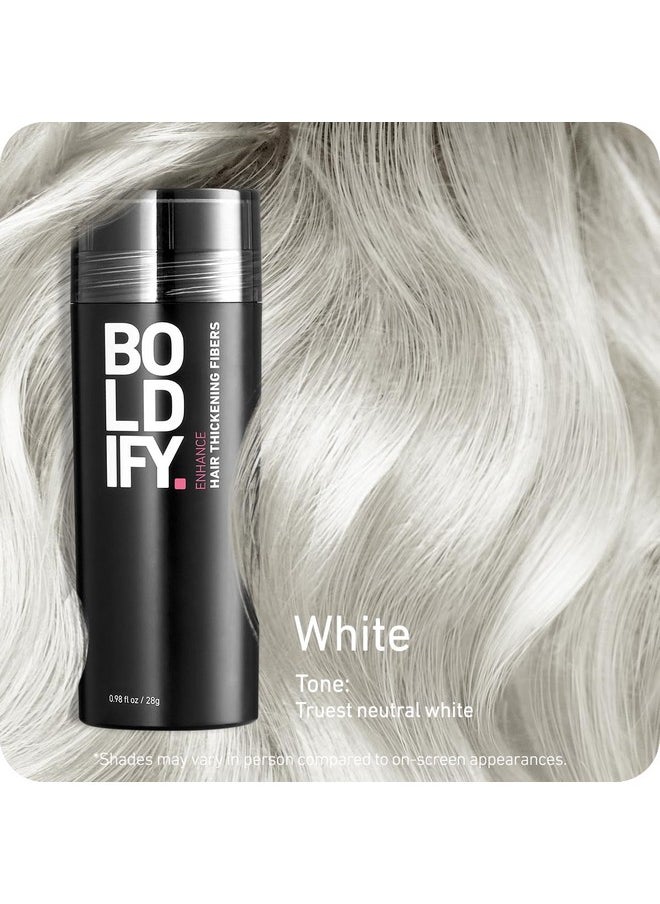 BOLDIFY Hair Fibers (28g) Fill In Fine and Thinning Hair for an Instantly Thicker & Fuller Look - Best Value & Superior Formula -14 Shades for Women & Men - WHITE