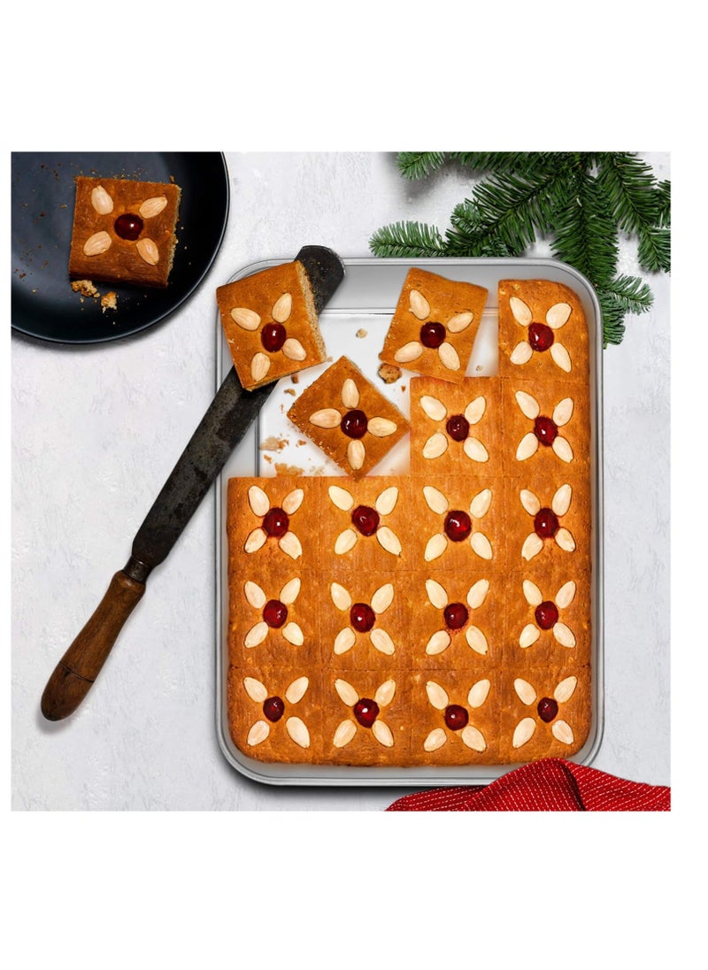 E-far Baking Pans Set of 3, Stainless Steel Sheet Cake Pan for Oven - 12.5/10.5/9.4Inch, Rectangle Bakeware Set for Cake Lasagna Brownie Casserole Cookie, Non-toxic & Healthy, Dishwasher Safe