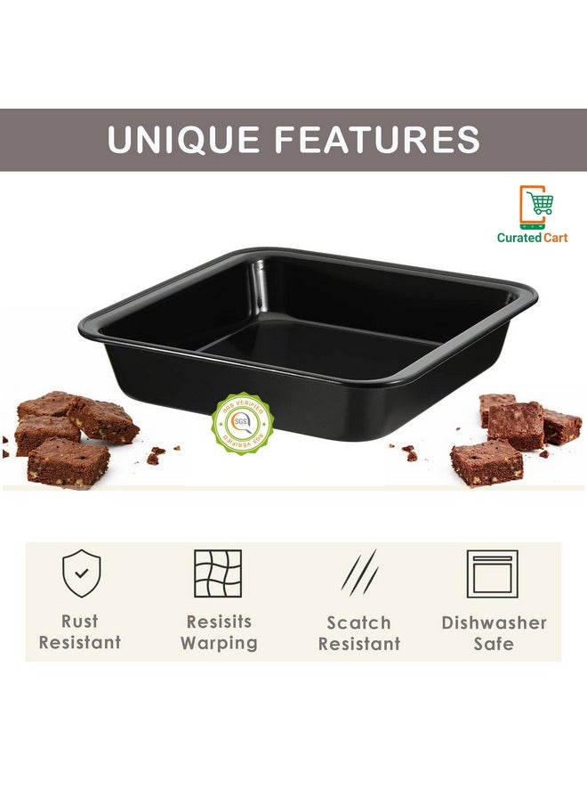 Curated Cart Premium Cake Making Set - Combo Carbon Steel Cake Baking for Microwave OTG Oven and Dishwasher Safe (Heart & Square Cake Tin + Cake Mould)