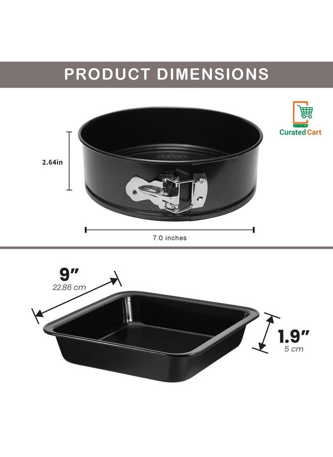 Curated Cart Premium Cake Making Set - Combo Carbon Steel Cake Baking for Microwave OTG Oven and Dishwasher Safe (Heart & Square Cake Tin + Cake Mould)