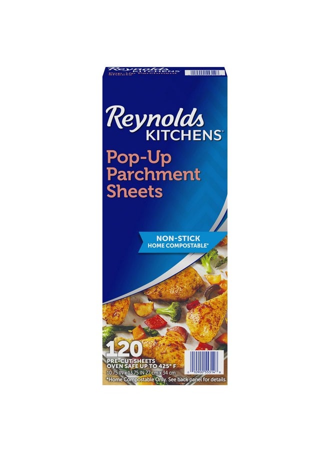 Reynolds Kitchens Pop-Up Parchment Paper Sheets, 10.7x13.75 Inch, 120 Sheets