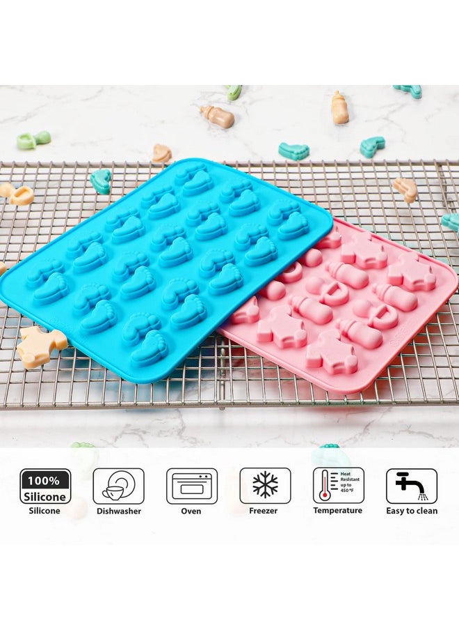 Webake Baby Feet Mold Baby Onesie Baby Bottle Pacifier Molds, Bite Size Silicone Chocolate Candy Molds Gummy Mould for Baby Shower Party Cake Decoration Cupcake Topper