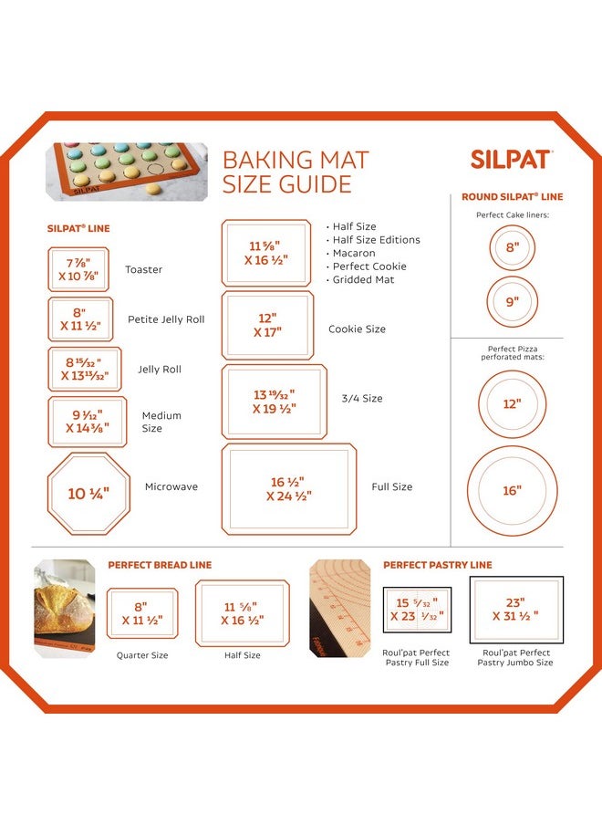 Silpat The Original Premium Non-Stick Silicone Baking Mat, Gridded Half Sheet Size, 11-5/8 x 16-1/2