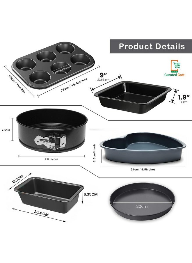 Curated Cart Premium Cake Making Set - Combo Carbon Steel Cake Baking for Microwave OTG Oven and Dishwasher Safe (8 Pcs Combo Cake Baking Tin) Utensil