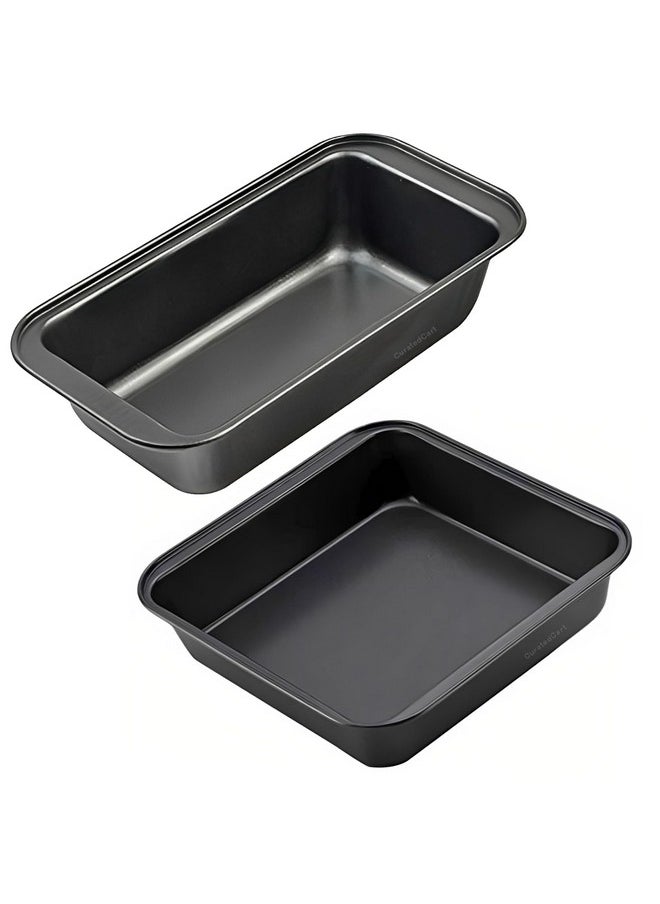 CURATED CART SGS Certified 2 Pc Cake Baking Combo Includes Bread Loaf & Square Cake Tin | Cake Baking Moulds Cake Baking Combo Accessories Cake Baking Utensils