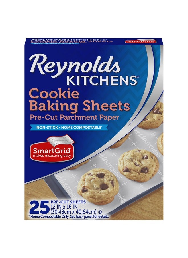 Reynolds Kitchens Cookie Baking Sheets, Pre-Cut Parchment Paper,25 Count (Pack of 4), 100 Total Sheets