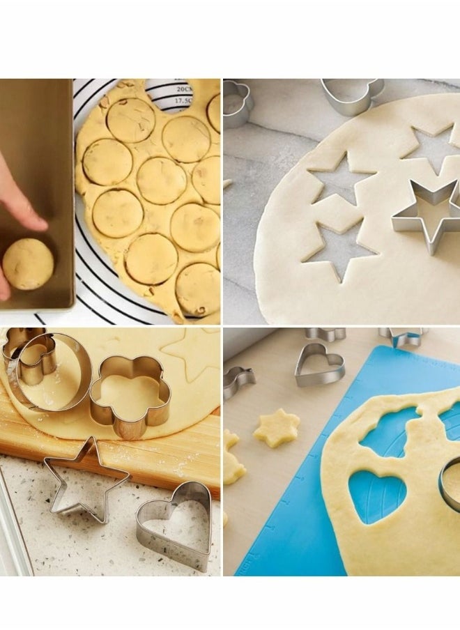 Mini Cookie Cutters Set, 30Pcs Heart Star Flower Round Square Hexagon Oval Diamond Shapes Cookie Cutters, Polymer Clay Cutters