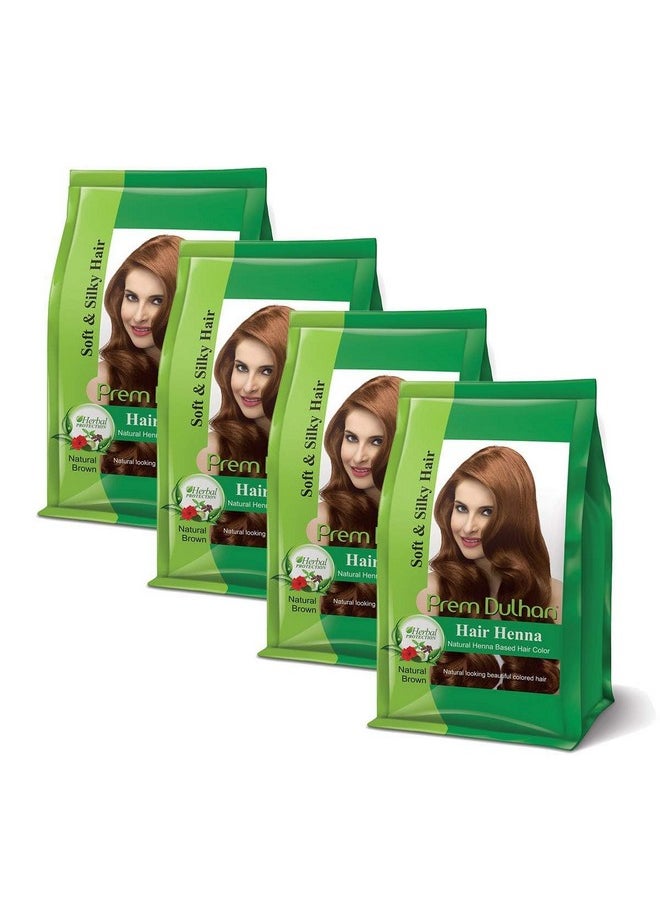 Hair Henna Natural Henna Based Hair Color |Natural Brown| -125 Grm (Pack Of 4)