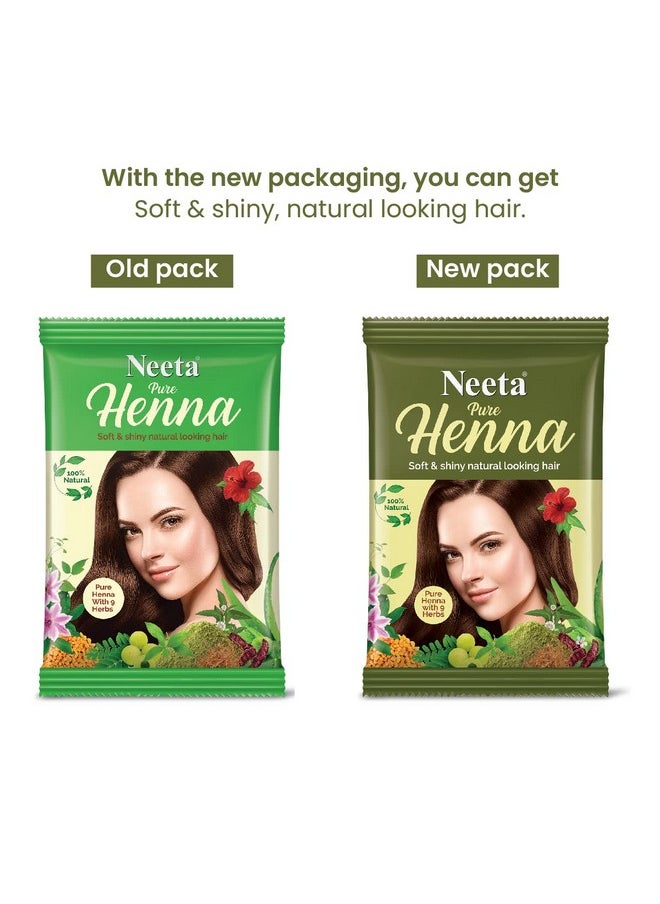 Pure Henna Powder For Hair With 9 Natural Herbs 150G (Pack Of 4), 100% Natural Henna Mehndi For Soft & Shiny Natural Looking Hair