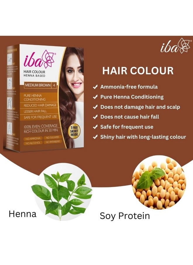 Iba Hair Colour for Women - Medium Brown, 70g (Pack of 2) | 100% Pure Henna Based Powder Sachet | Natural Hair Colour & Long Lasting with Conditioning Formula | Reduced Hair Fall & Hair Damage | Shine & Nourish Hair | Free from Ammonia and Other Harmful Chemicals | Herbal Hair Powder for Hair Colour | Medium Brown Henna