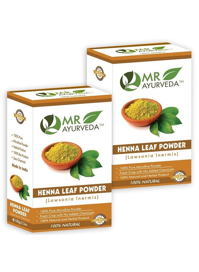 MR Ayurveda 100% Organic Henna Powder for Hair Colour, 200g each (Pack of 2) - Green