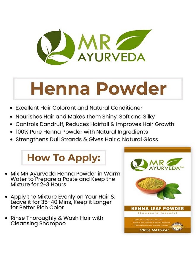 MR Ayurveda 100% Organic Henna Powder for Hair Colour, 200g each (Pack of 2) - Green