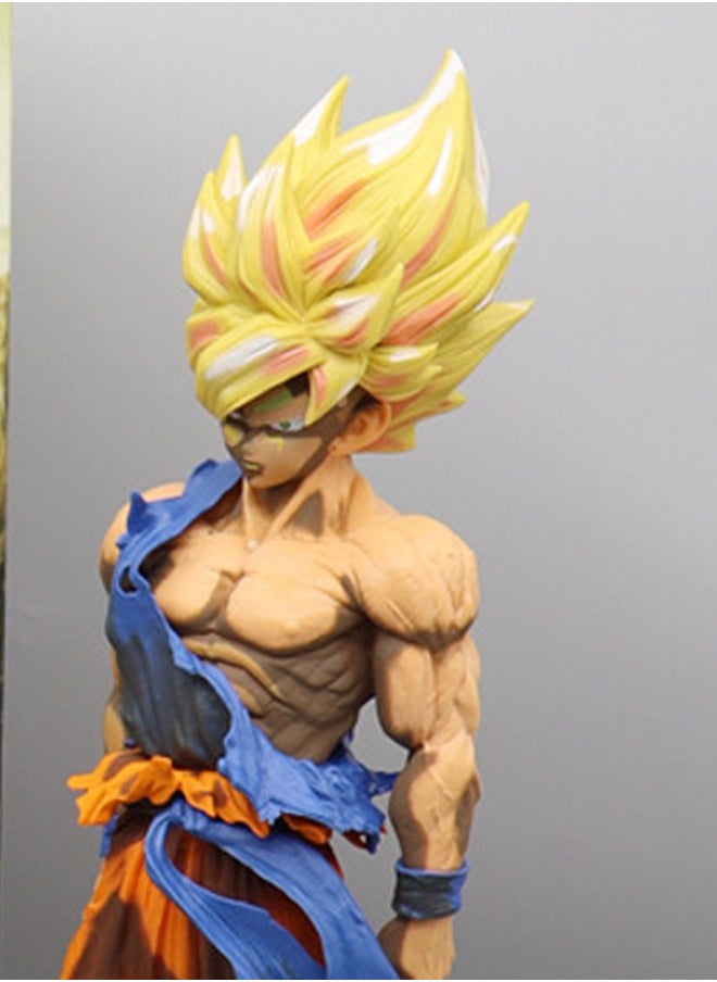Dragon Ball Cartoon Color Goku Yellow Hair Action Figure Decorative Resin Sculpture Home Decor Statue, Art Figurine Home Ornament Decoration for Office, Living Room, Bedroom, Book Shelf, TV Cabinet, Desktop