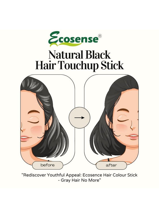 ECOSENSE Hair Colour Stick - Black | Temporary Hair Colour Stick | Root Touch Up for Grey Hair | Instant Hair Colour for Grey Hair | Easy-to-Use Hair Colour Stick | Quick & Mess-Free Hair - 4gm