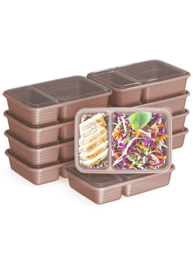 Bentgo 20-Piece Lightweight, Durable, Reusable BPA-Free 2-Compartment Containers - Microwave, Freezer, Dishwasher Safe - Rose Gold