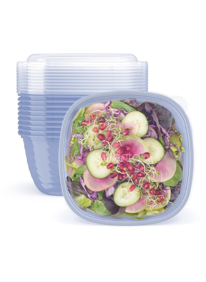 Bentgo Prep - 1-Compartment Bowls with Custom Fit Lids - Reusable, Microwaveable, Durable BPA-Free, Freezer and Dishwasher Safe Meal Prep Food Storage Containers - 10 Bowls & 10 Lids (Periwinkle)