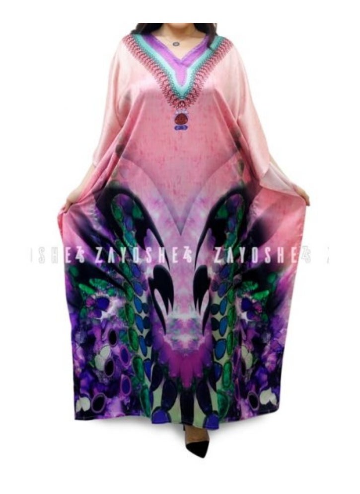 Digital Print Kaftan Pink