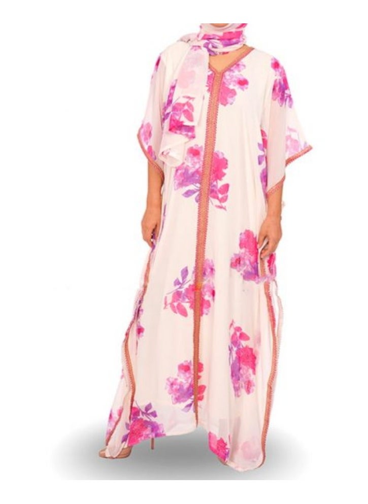 Chiffon Purple & Pink Kaftan