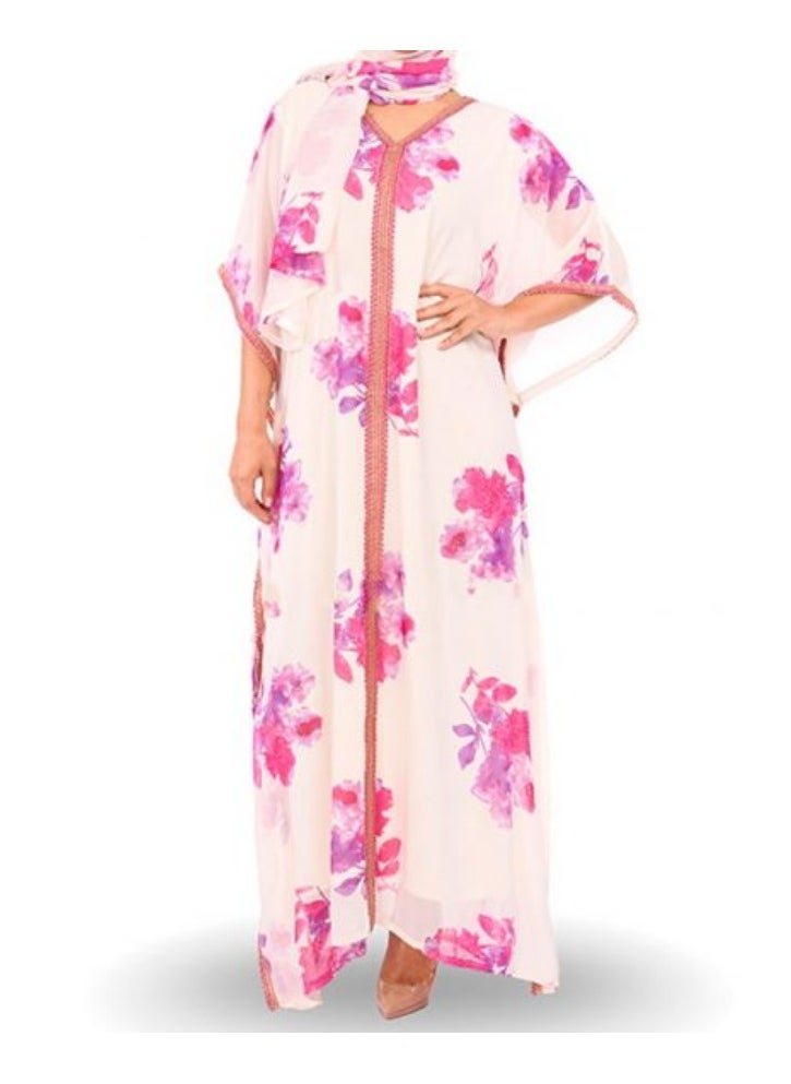 Chiffon Purple & Pink Kaftan