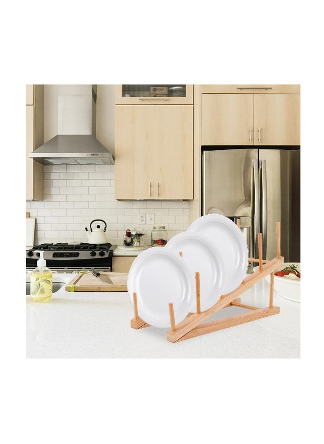 2 Pack Wooden Dish Rack, Wooden Plate Rack, Kitchen Counter Storage Holder, Dish Drying Rack, Suitable for Plate, Cup, Pot Lid, Bowl, Cutting Board