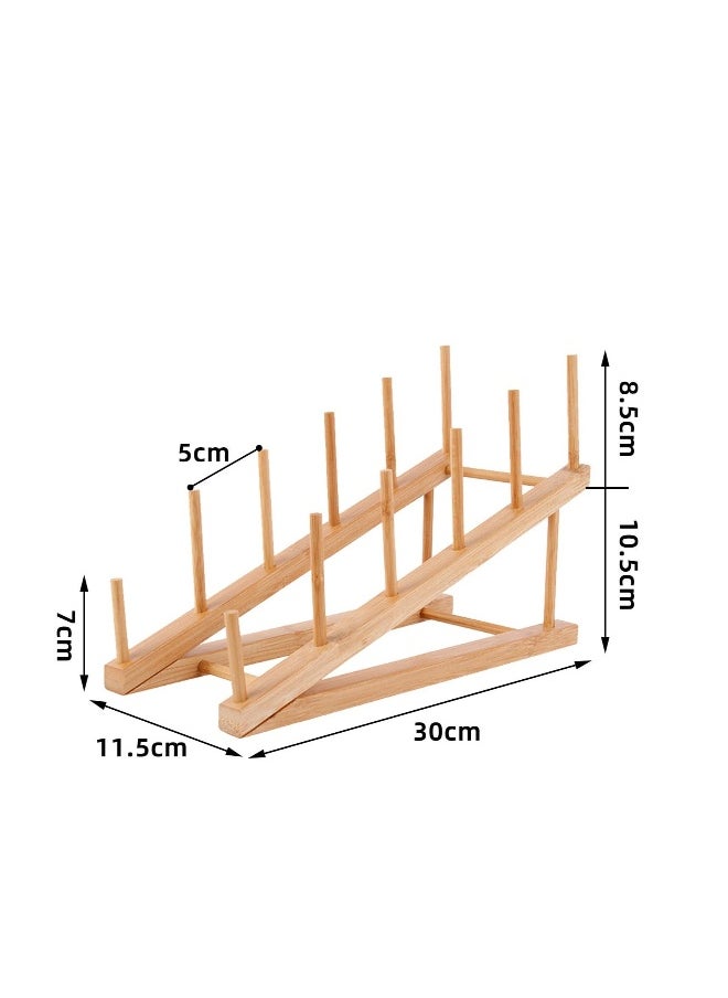 2 Pack Wooden Dish Rack, Wooden Plate Rack, Kitchen Counter Storage Holder, Dish Drying Rack, Suitable for Plate, Cup, Pot Lid, Bowl, Cutting Board