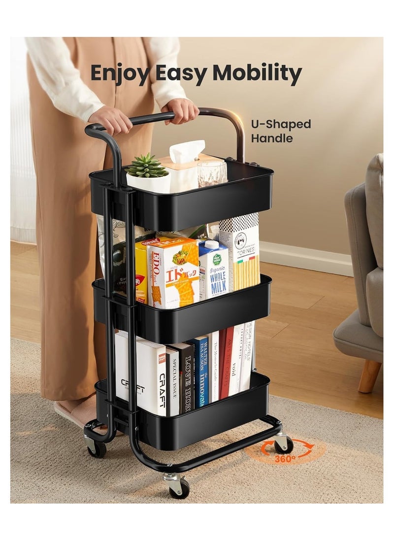 3 Tier Multipurpose Folding Rolling Shelves