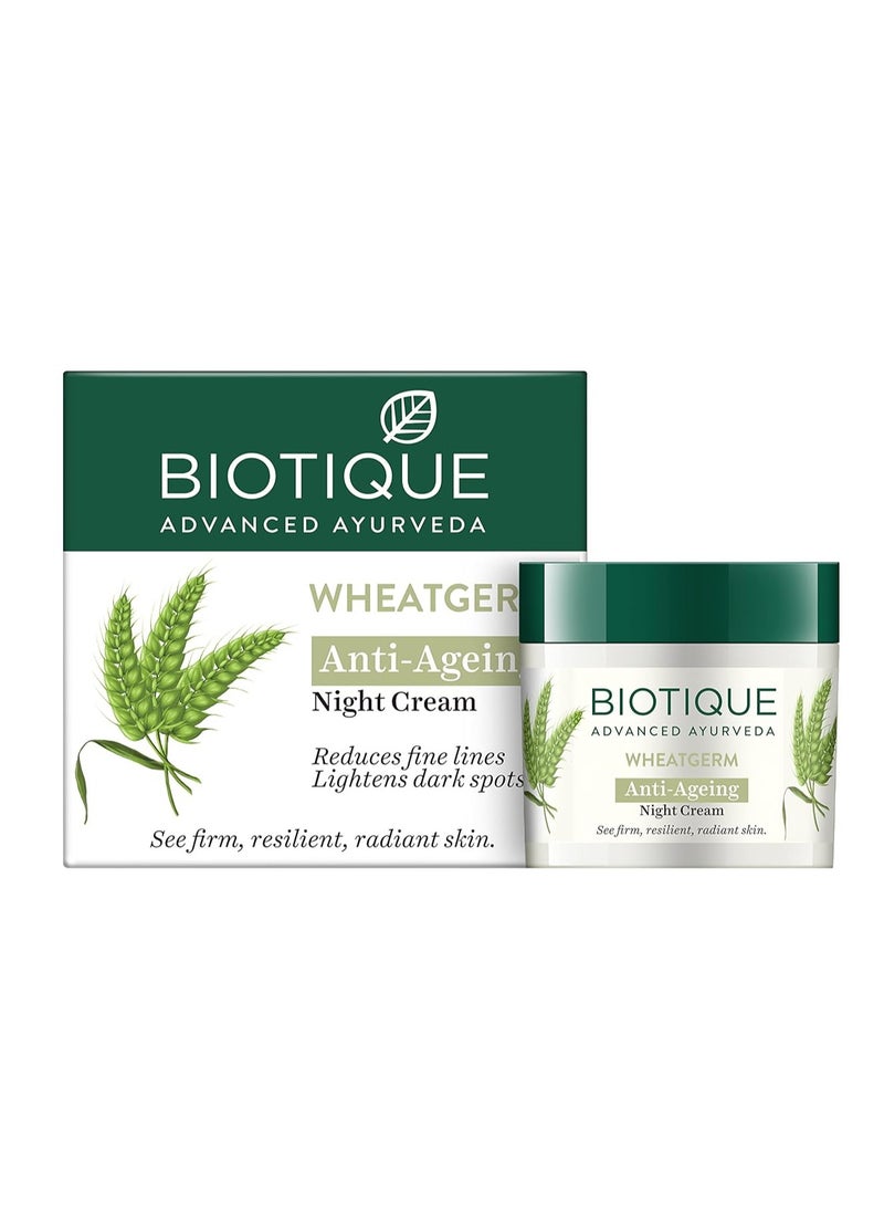 Biotique Sun Shield Aloe Vera Spf 30+ Uvb Sunscreen For All Skin Types Ultra Protectective Face Cream, 50G & Wheat Germ Anti- Ageing Night Cream Reduces Fine Lines Lightens Dark Spots, 50G, 2 count