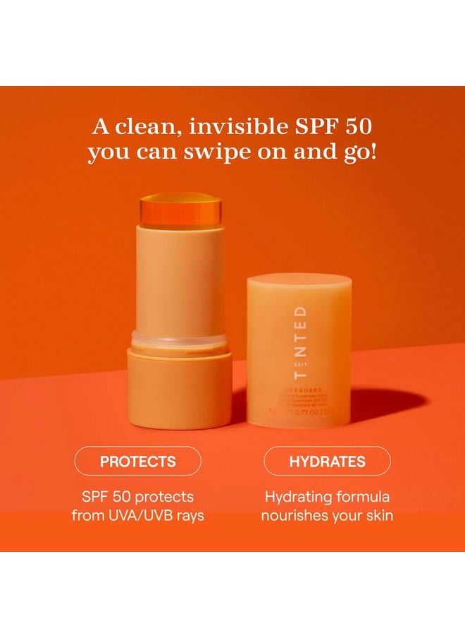 Hueguard Invisible Sunscreen Stick Spf 50: Waterproof, Sweatproof, Body And Face Sunscreen Stick, Roll On Sunscreen, No White Cast & Hydrating Tinted Sunscreen, Reef Friendly, 0.77Oz / 22G