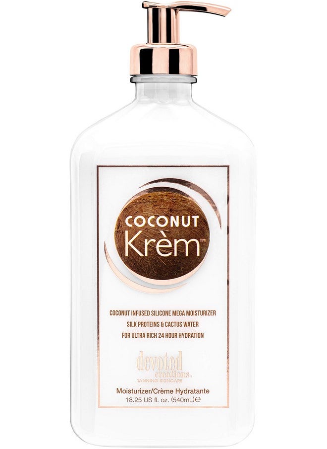 Devoted Creations Coconut Krém Moisturizer - Coconut Infused Silicone Moisturizer with Silk Proteins & Cactus Water for Ultra Rich 24 Hour Hydration 18.25 oz.