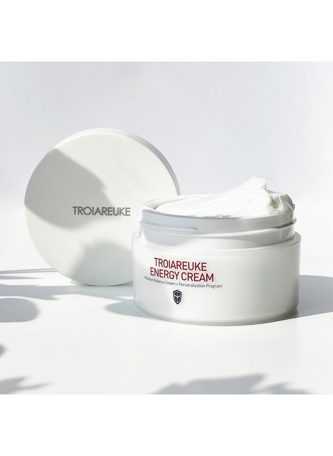 TROIAREUKE Energy Cream, Deep Nourishing Moisturizer for Face, Moisturizing Facial Night Cream with Bifida, Galactomyces, and Peptides For Dry, Dehydrated, and Combination Skin, Korean Skin Care