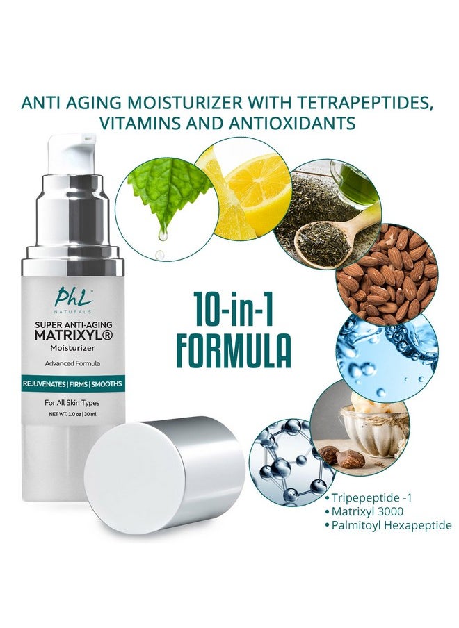 Anti Aging Face Cream with Peptides - Best Moisturizer for Wrinkles, Lifts and Firms Skin, Smooths Wrinkles and Fine Lines for a More Radiant and Younger Looking Complexion - 1 oz (1.0 fl.oz./30 ml)