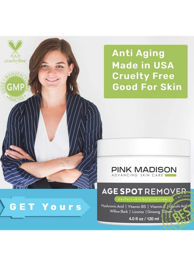 Pink Madison Dark Spot Corrector Best Age Spot Remover Treatment for Face Hands Body Circle 4 Ounce Cream