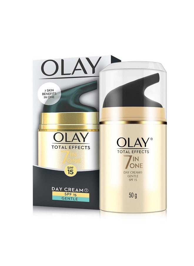 Olay Total Effects Day Cream Gentle with SPF 15| Fights 7 Signs of Ageing | With Niacinamide and Green Tea Extracts | Sensitive Skin | 50g