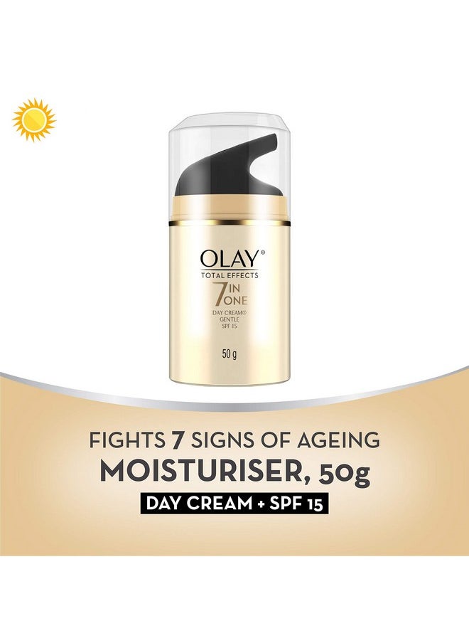 Olay Total Effects Day Cream Gentle with SPF 15| Fights 7 Signs of Ageing | With Niacinamide and Green Tea Extracts | Sensitive Skin | 50g