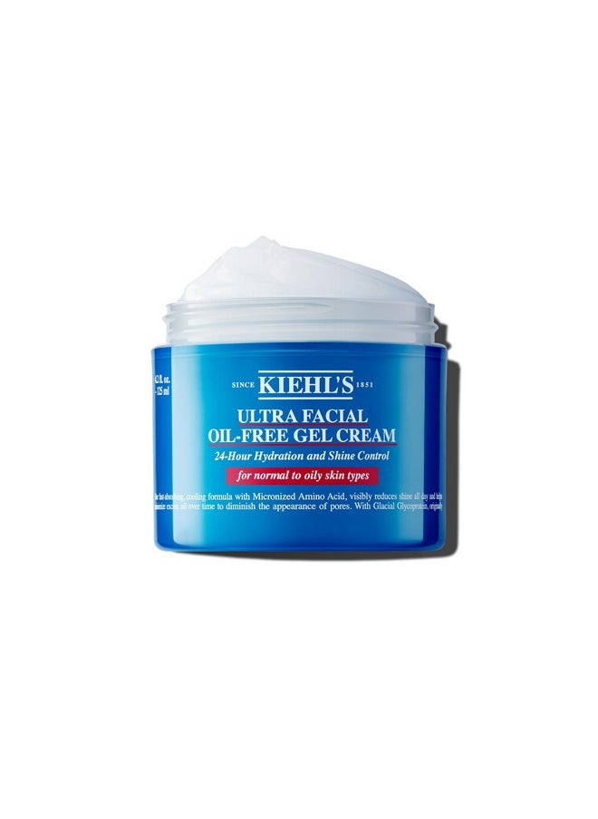 Kiehl's Ultra Facial Oil-Free Moisturizer, Shine-Reducing Gel Cream for Oily to Normal Skin, Hydrates Skin for 24 Hours, Visibly Minimizes Pores, Non-comedogenic, Fragrance-free - 4.2 fl oz