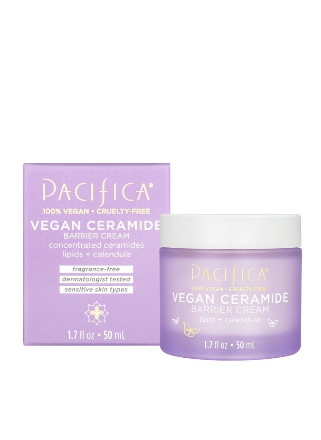 Pacifica Beauty Vegan Ceramide Barrier Cream, Skincare, Niacinamide, Shea Butter, Hydrating, Daily Face Moisturizer, Fragrance Free, Sensitive Skin, For All Skin Types, Vegan, 1.7 fl oz (1 Count)