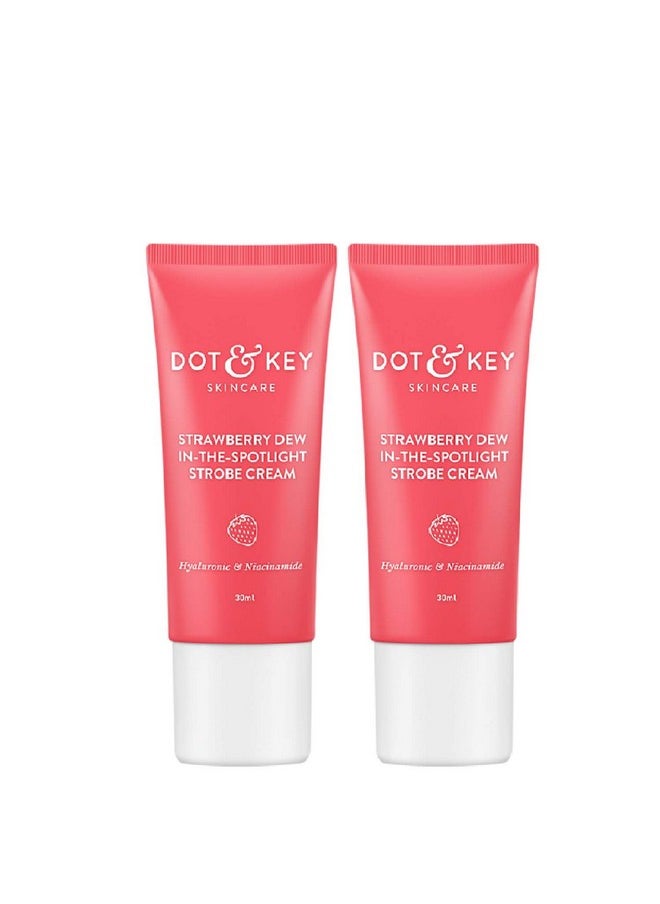 DOT & KEY Strawberry Dew Strobe Cream For Face Combo(Pack Of 2,30Ml Each)|Skin Radiance Cream|Moisturizer & Highlighter For Face|For Dewy Glazed Instant Glow|Boosts Hydration|For All Skin Types