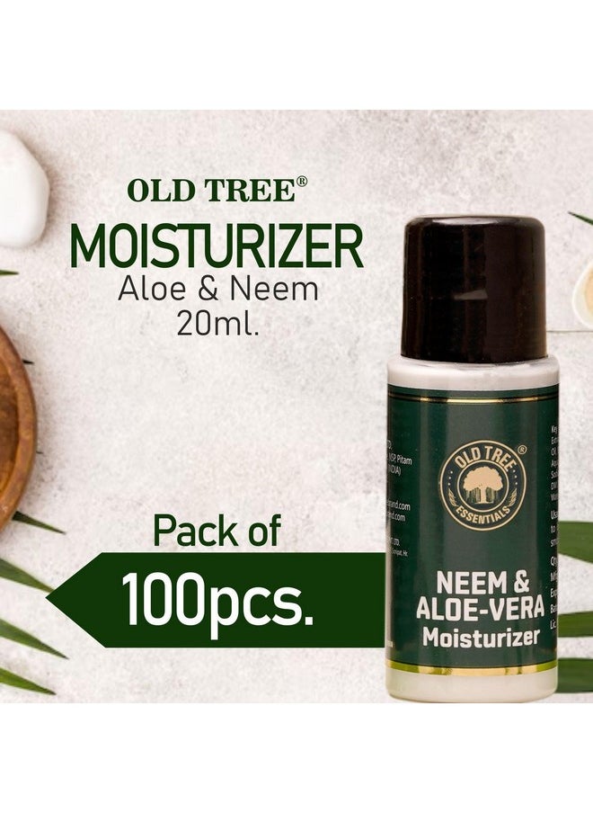 Old Tree Neem & Aloevera Moisturizer Toiletries Kit 20ml - (Set of 100 Pcs) | Travel Size Moisturizer Travelling, Hotel Room, Guest House | Hotel Amenities and Accessories