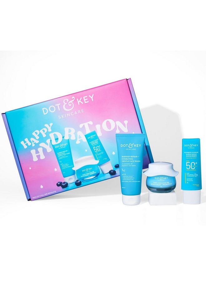 Dot & Key Hydration Essentials | Premium Facial Gift Set for Women & Men | All Skin Types | Pack of 3 | Cleanser, Sunscreen & Moisturizer | Gift For Her & Him | Premium Packaging