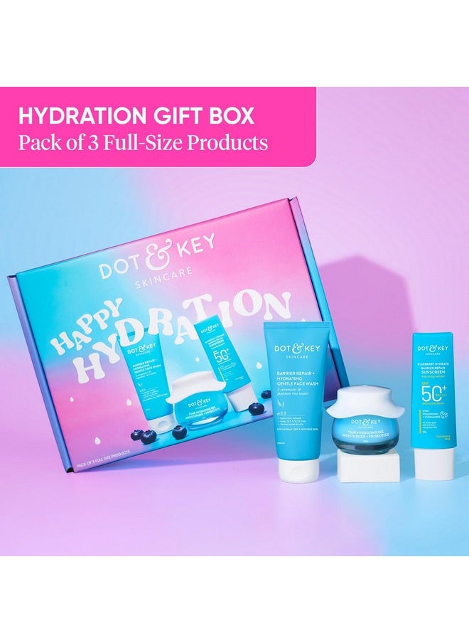 Dot & Key Hydration Essentials | Premium Facial Gift Set for Women & Men | All Skin Types | Pack of 3 | Cleanser, Sunscreen & Moisturizer | Gift For Her & Him | Premium Packaging