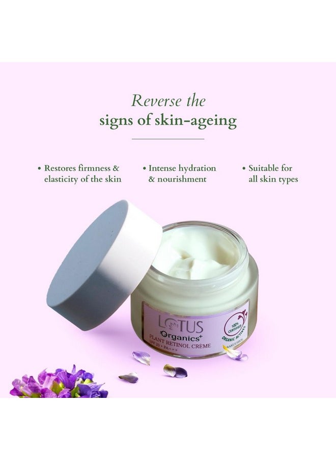 Lotus Organics+ Bakuchiol Plant Retinol Face Cream | 100% Organic Bakuchiol | SPF 20 | PA+++ | Sulphate & Paraben Free | All Skin Types | 30g